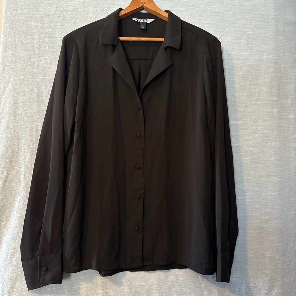 Vylette Blouse Long Sleeve Button Up Black Women’s Sz L